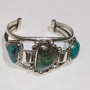 Vintage heavy Taxco Mexico 925 turquoise  cuff  bracelet handmade